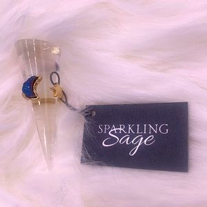 Sparkling Sage Druzy Moon and Star Ring